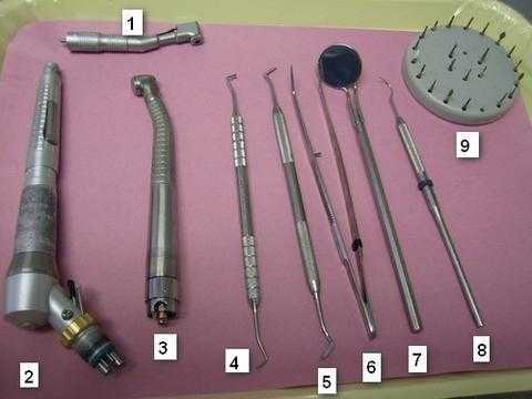 Esthetic Prefabricated Post and Core tray Set-Up, plastic instrument, slow speed attachment